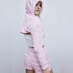 ZARA  TERRYCLOTH ARM WARMER SWEATSHIRT Pink White Stripe Size Medium NEW! Photo 2