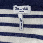 Splendid  cardigan open front long sleeve button tabs 2 pockets navy white size L Photo 5