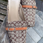 Coach Signature Logo Canvas‎ Gwynne Mules Brown Size 8.5 SEE PHOTOS B Photo 0