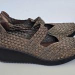 Bare Traps Ursala Bronze Metallic Woven Mary Jane Wedge Heels Shoes Size 7½ Photo 2