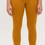 Girlfriend Collective  Leggings Capri Mustard Yellow Side Pockets Cropped Medium‎ Photo 0