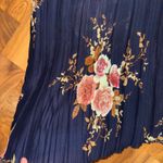 Bishop and Young Navy Blue Floral Print Pleated Maxi Dress tank adjustable lined Photo 1