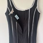 Loft Seamed Linen Blend Midi Dress Black White Preppy Feminine Chic Photo 8