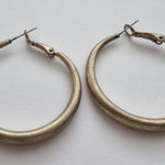 Brass Finish Thick Gold Tone Hoop Earrings Photo 0