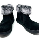 Khombu  Size 7 Boots Black Leather Slip On Faux Fur Side Zip Winter Snow Warm‎ Photo 0