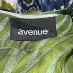 Avenue  Green & Blue Floral Satin V Neck 3/4 Sleeve Tie Back Knee Length Dress 20 Photo 12