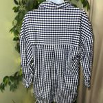 Stateside  Women’s Oversized Gingham Navy and White Linen Button Down Size Small Photo 4