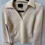 Magaschoni  Collared V-Neck Merino Wool Cuffed Sleeve Sweater Womens Size XS Photo 3