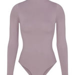 SKIMS  Essential Brown Satin Long Sleeve Mock Neck Bodysuit Photo 0