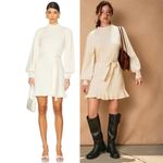 Paige Julita Belted Knit Fabric Sweater Dress Latte Foam Photo 1