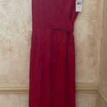 Mango MNG Linen Wrap Jumpsuit Red Wide Leg Sleeveless Has Belt V Neck Sz XL Photo 12