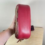 Coach Camera Bag In Signature Canvas With Heart Print Tan Brass Red Coated Photo 11