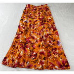 H&M  A-Line Skirt Double Slit Orange Floral‎ Long Skirt Size Small Photo 0
