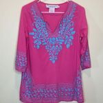 Gretchen Scott pink and blue embroidered tunic Photo 0