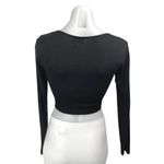 Princess Polly  Black Ribbed Knit Long Sleeve Tie Front Cut Out Crop Top Size 6 Photo 1