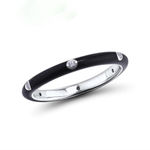 Boutique Women's Pave’ Diamond Black Enamel Stackable 925 Sterling Silver Ring Size‎ 8 Photo 5