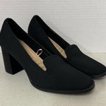 Adrienne Vittadini  Black Heeled Loafer Knit Womens 9.5 Slip On Pump Preppy Heels Photo 1