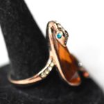 Source Unknown Rare Cobra Rhinestone/Green Eyes Copper Band Amber Crystal Size 11 Unisex Ring Photo 1