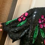 VTG Stenay Black Sequin Floral Scalloped Edge Blouse M Size M Photo 4