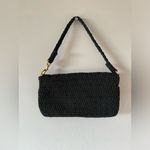 Faded Glory  Black with Gold Thread Crochet Mini Flap Hand Bag‎ Photo 8