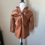 Tuckernuck  Faye Faux Leather Cognac Top Ruffle Collar Womens NWT XSMALL Photo 5