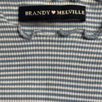 Brandy Melville ‎ Navy Striped Short Sleeve Top Cotton One Size EUC Photo 3