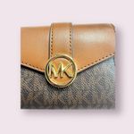 Michael Kors Signature Monogram Gold Logo Brown and Tan Wallet New Photo 2