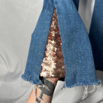 7 For All Mankind Luxe Vintage High Waist Slim Kick Sequined Jeans, Blue Size 31 Photo 6