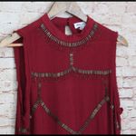 Dance & Marvel  | Red High Neck Open Back Blouse Photo 2