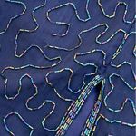 Laurence Kazar Vintage 1980s 100% silk navy blue beaded/embellished dress size L Photo 12