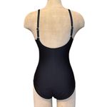 Dana Buchman  Swimsuit Black One Piece Hawaiian Floral Animal Print 10 Photo 1