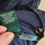 Ralph Lauren 90's  Floral Cowl Neck Sequin Lace Sheath Dress Navy Blue Size 6 Photo 7