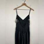 Victoria's Secret  Black Midi Slip Dress Satin Rhinestones Embellished Lace Sz L Photo 5
