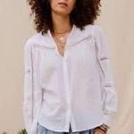 Matilda Jane Good Hart Lydia White Cotton Eyelet Blouse sz XS Photo 1