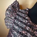 Jill Stuart  Size S Semi sheer mixed pattern stripe & floral ruffle burst sleeve Photo 2