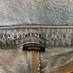 American Eagle  Blue Light Wash Distressed Stretch Cropped Straight Jeans Size 12 Photo 3