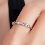Boutique NEW White Gold Filled Half Eternity Bubble Diamond Simulant Ring, Adjustable Photo 0