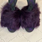 Burberry  Heeled Purple Slip on Fuzzy Sandal On Leather Sole(Size 37) Photo 10