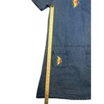 Vintage Denim Dress with Fish Embroidery, Pockets, Short Sleeve, Casual, Cute Blue Size M Photo 2