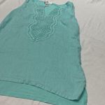 August Silk  sleeveless Aqua Sweater and Linen Top Photo 1