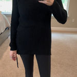 Lulus New Stretch Black Knit Sweater Lace Up Photo 0