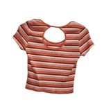 Sonoma  Orange Pink Crop Cut Out Open Back Ribbed Baby Tee Size Medium Photo 1