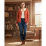 Peruvian Connection  pointele Women’s orange cardigan size XL Pima Cotton - Photo 1