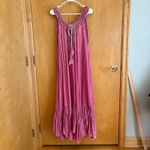Free People Free‎ People Maxi Dress Sleeveless Pink Embroidered V Neck Bohemian Boho Photo 7