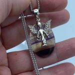 Angel & Rainbow Fluorite Sterling Silver Necklace Popcorn Chain Silver Photo 2