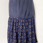 Maggy London Vintage 1980s Silk 2 Piece Blouse & Skirt Set Blue Gold Size 8 Photo 0