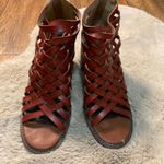 Free People Farylrobin Sandal Woven Brown Leather Size 10 Heeled Open Toe Photo 1