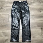 Abercrombie & Fitch  90’s Straight Ultra High Rise Black Leather Pants 26 Short Photo 2