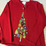 Susan Bristol  Christmas Sweater Women’s XL Cotton Ramie Beaded Tree Photo 0