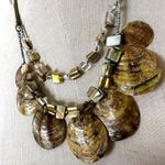 Leather Strand Green Shell Disc Double Strand Beaded Abalone Necklace Photo 1